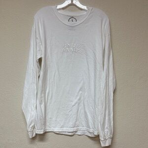 UNUS ANNUS Lightning Embroidered Logo Long Sleeve T-Shirt Crew Neck Tee, White L